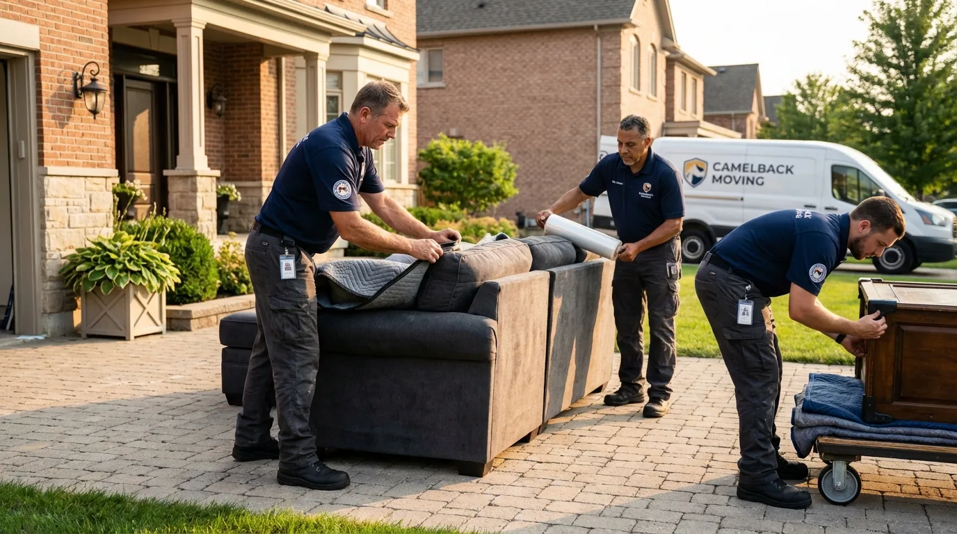 Large estate moving crew wrapping furniture in Dos Palos, CA
